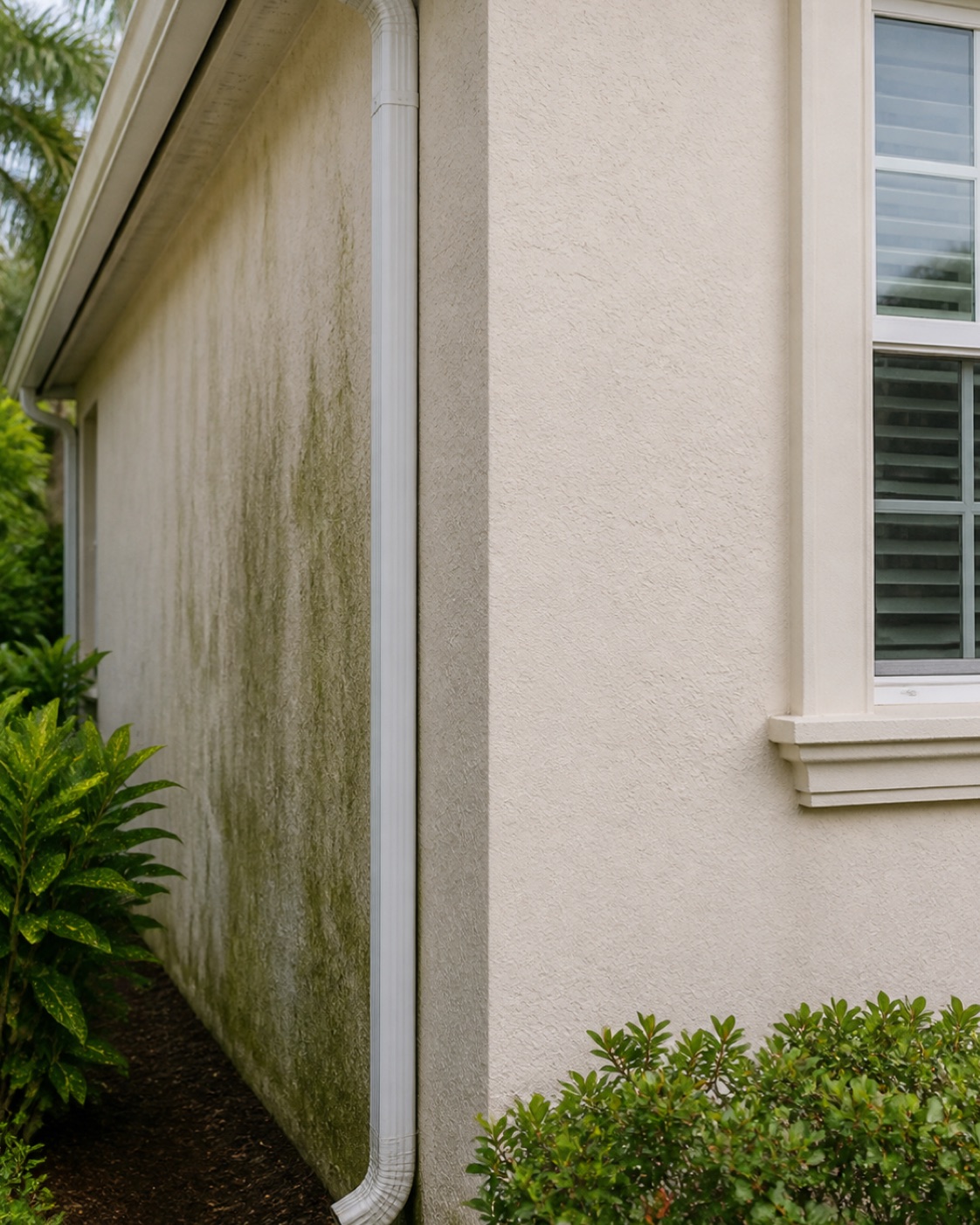 House Washing problem area before exterior cleaning in Central Florida