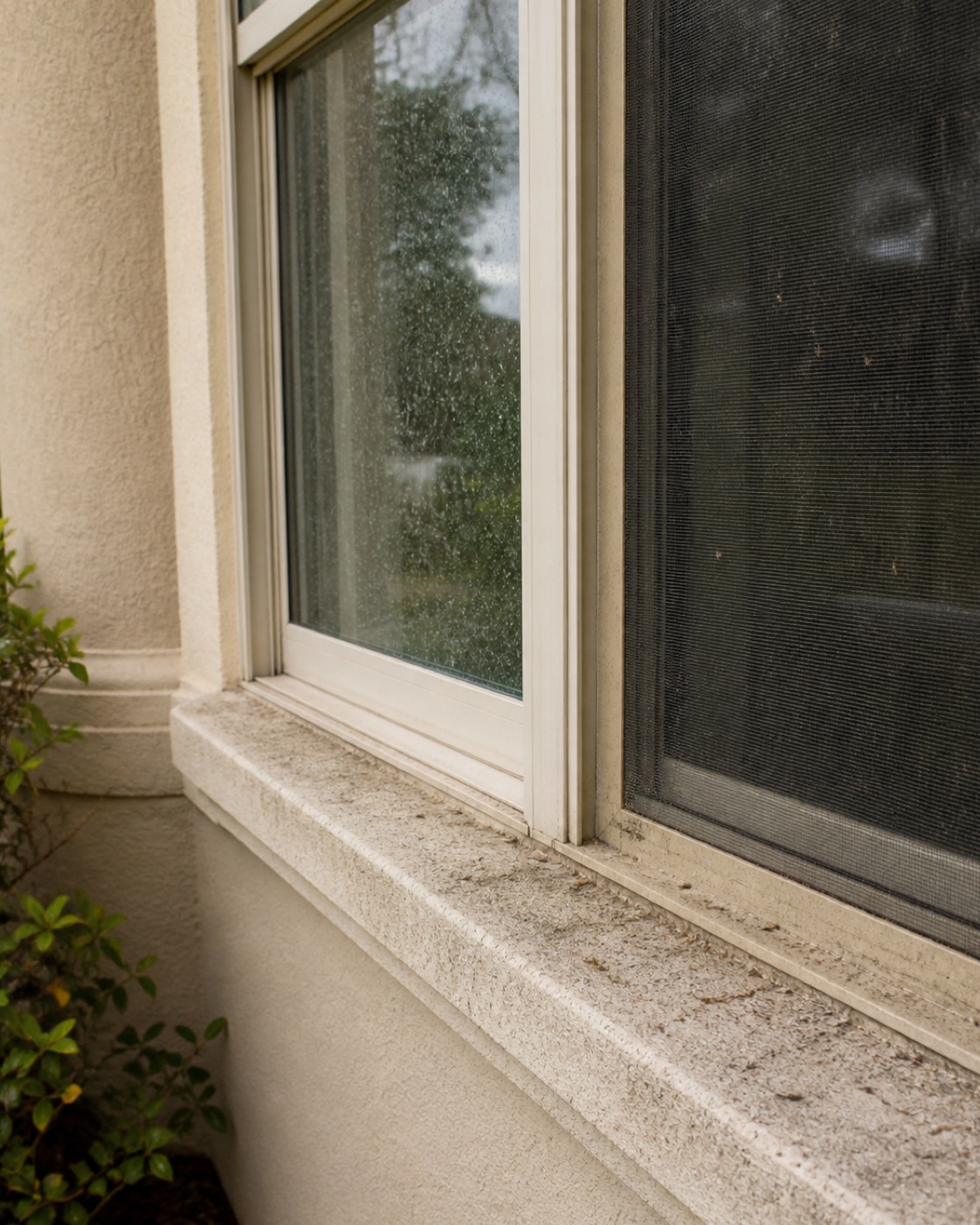 Window Cleaning problem area before exterior cleaning in Central Florida